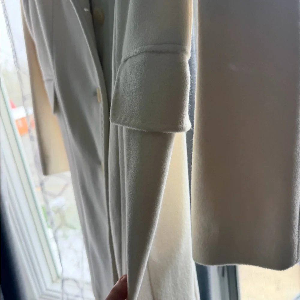 Calvin Klein Cream Single-Breasted Wool-Blend Long Coat - Picture 7 of 13